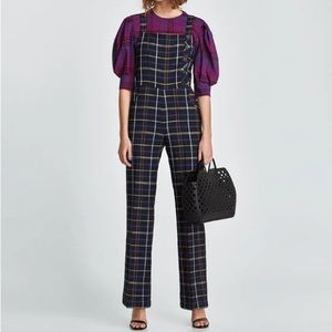 Zara checkered overalls